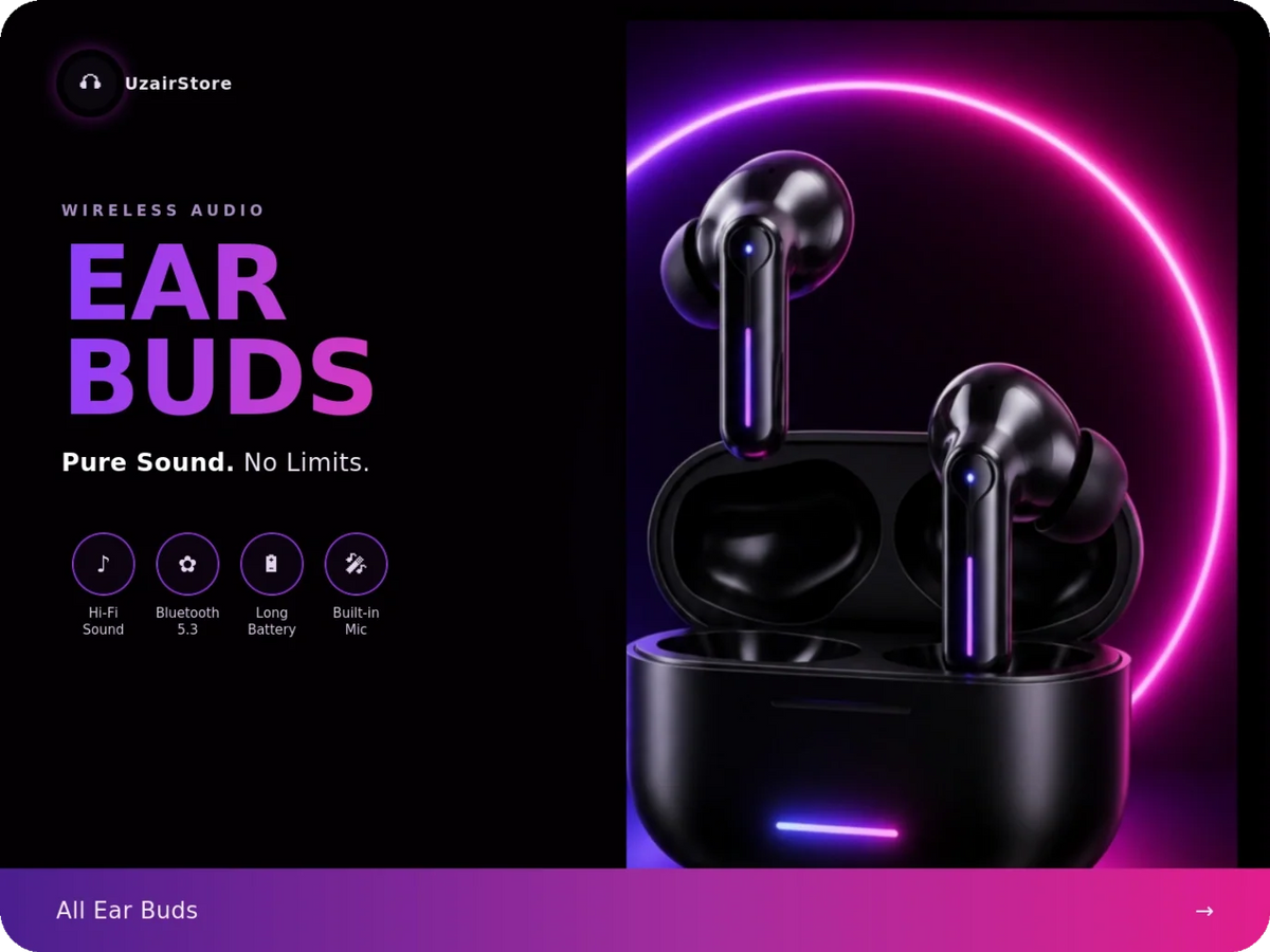 White Bluetooth 5.3 Noise-Cancelling Earbuds with Charging Case