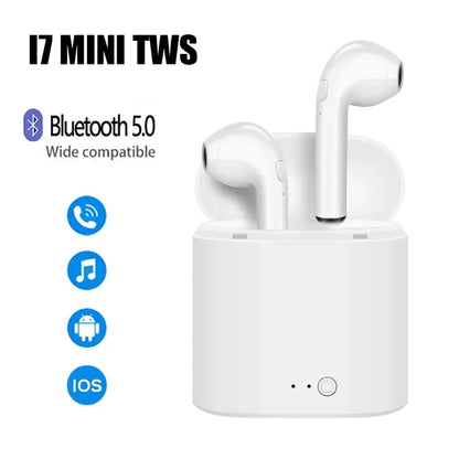 i7 TWS Wireless Bluetooth Earbuds with Charging Case | Stereo Sound | Built-in Mic | Lightweight Earphones