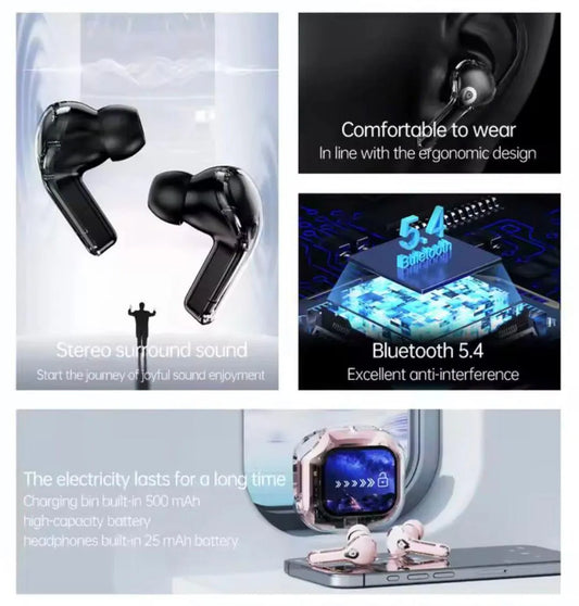 Wireless Transparent Earbuds with Smart Touch Controls