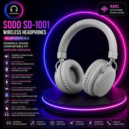 🎧 SODO SD-1001 Wireless Bluetooth 5.3 Headphones UzairStore