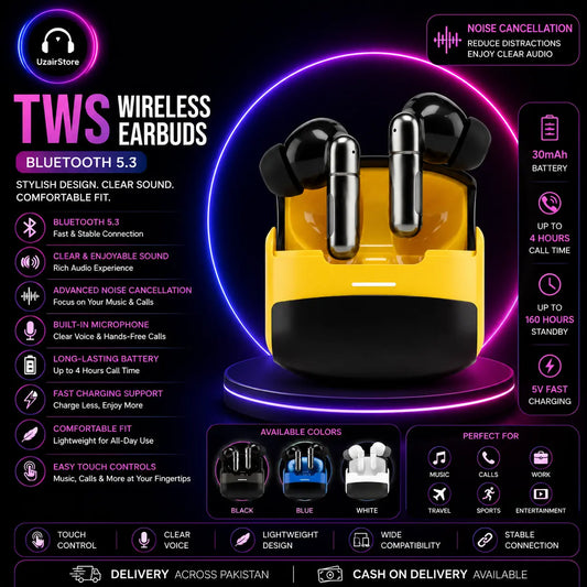 🎧 TWS Wireless Earbuds – Bluetooth 5.3 🎧 UzairStore