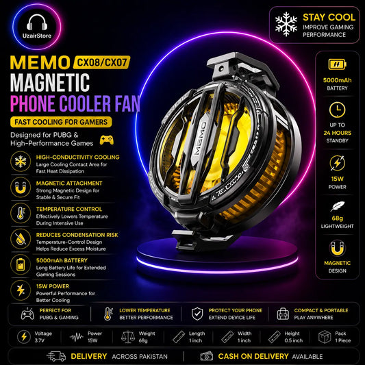 ❄️🎮 MEMO CX08/CX07 Magnetic Phone Cooler Fan – Yellow 🎮❄️ UzairStore