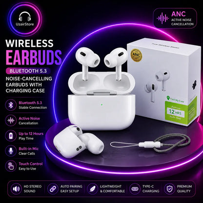 🎧 White Bluetooth 5.3 Noise-Cancelling Earbuds UzairStore